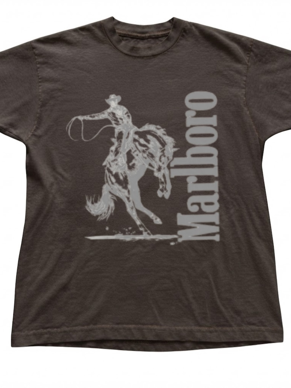 Cowboy Bucking Horse Graphic Tee Dark Brown Heavy Cotton Gildan T-Shirt